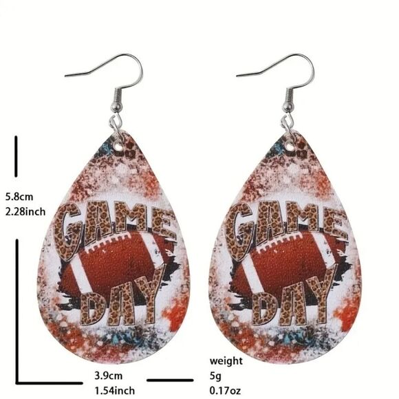 GAME DAY FOOTBALL fun whimsical novelty earrings - Picture 2 of 6